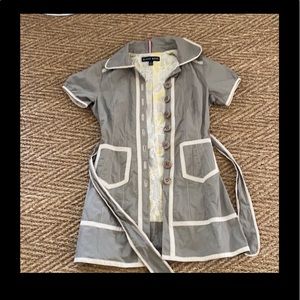 BLANC NOIR khaki green lined tie mini dress